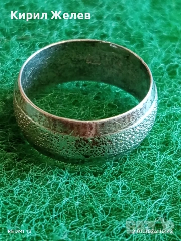 Текстуриран дизайн сребърен пръстен тип халка майсторска ръчна изработка 52672, снимка 4 - Пръстени - 53070053