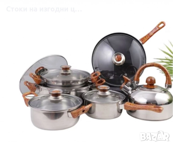 Комплект тенджери + подарък кухненски прибори розов, черен или зелен цвят DJ37+TV1316