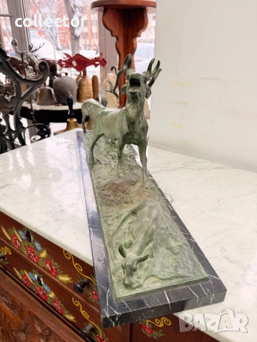 Бронзова композиция / скулптура на елен с кошути. №7814, снимка 7 - Антикварни и старинни предмети - 53042419