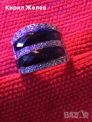 СТАР ШИКОЗЕН СТИЛЕН СРЕБЪРЕН ПРЪСТЕН СРЕБРО 925 с ФАСЕТИРАН ОБСИДИАН и ИСКРЯЩИ ЦИРКОНИ 49309, снимка 18 - Пръстени - 49294846