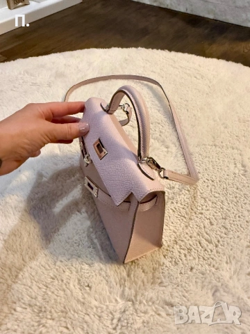 Hermès Mauve Pale Epsom Mini Kelly Sellier 20 Palladium Hardware, 2023, снимка 4 - Чанти - 53226155