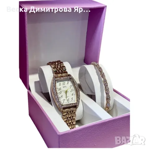 Елегантен подаръчен комплект за дами - Часовник с нежна гривна, снимка 5 - Бижутерийни комплекти - 49166900