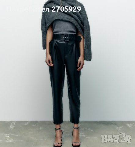 Нов кожен панталон Zara, размер M/L, снимка 1 - Панталони - 39920617