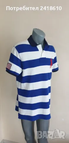 POLO Ralph Lauren USA Flag Pique Cotton Slim Fit Mens Size L  ОРИГИНАЛ! Мъжка Тениска!, снимка 2 - Тениски - 50436379