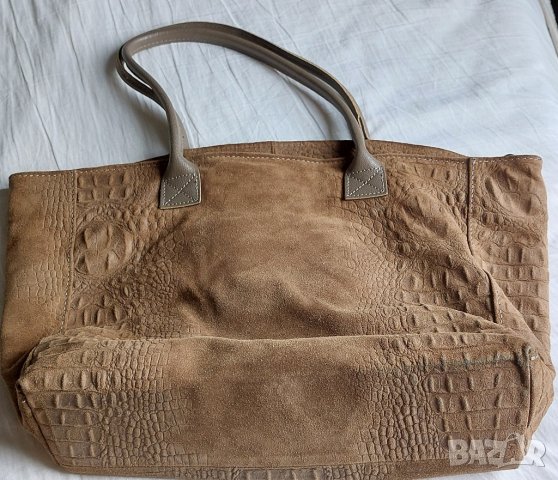 Луксозна кожена чанта тип Биркин от истинска кожа, Италия, снимка 3 - Чанти - 42378492