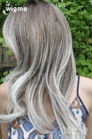 Дълга сребристо руса чуплива перука Силвър, снимка 14 - Аксесоари за коса - 51443561