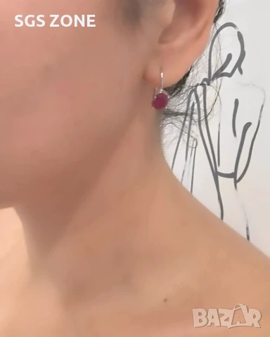СРЕБЪРНИ ОБЕЦИ СЪС САПФИР ИЛИ РУБИН, снимка 6 - Обеци - 51103986