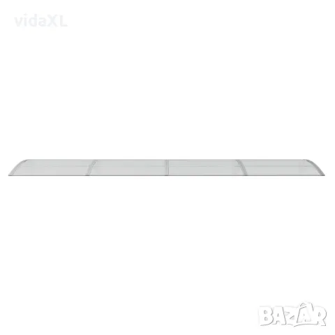vidaXL Навес за врата, сиво и прозрачно, 400x75 см, поликарбонат, снимка 4 - Врати за баня - 56146238