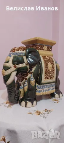 Стар антикварен керамичен слон. Индийски винтидж., снимка 3 - Колекции - 49339349