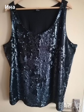 Нова блуза  потник черна с черни пайети, снимка 1 - Потници - 41472128