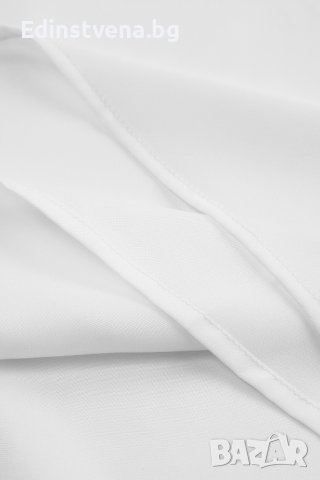 Дамски топ в бял цвят с къдрички и V-образно деколте, снимка 9 - Корсети, бюстиета, топове - 44414403