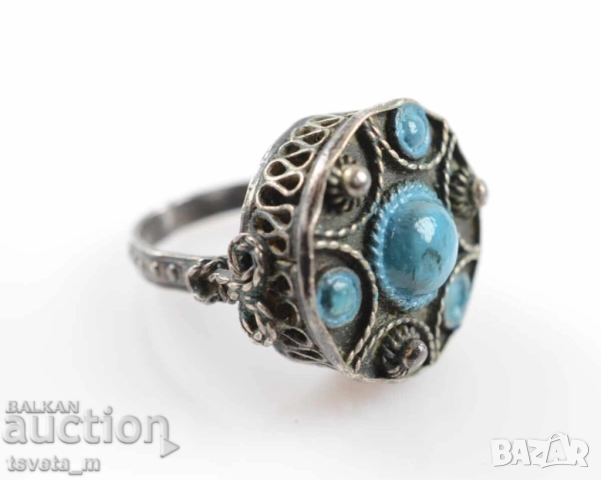 Старинен сребърен пръстен Царство България. 18 см., снимка 4 - Други - 52542718