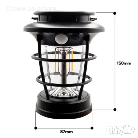 Соларна сензорна лампа с LED осветление Hop-8818F, снимка 3 - Лед осветление - 49173622