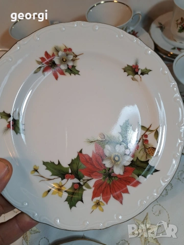 немски порцеланов сервиз за кафе дъбов лист Johann Feltmann 33/2, снимка 4 - Сервизи - 53396157