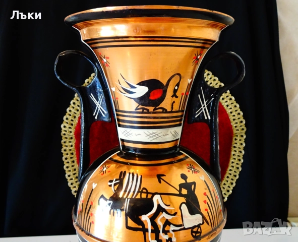 Медна кана,ваза,амфора,чиста червена мед 2.5 л. , снимка 4 - Антикварни и старинни предмети - 51988059