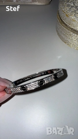 Cartier гривна сребърна diamonds, снимка 2 - Гривни - 53827889