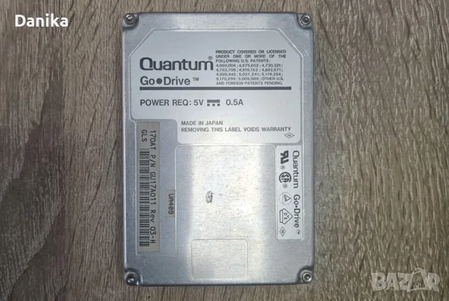 Работещ ретро харддиск за лаптоп QUANTUM model: GODRIVE 170MB GLS170AT HDD IDE ATA PATA