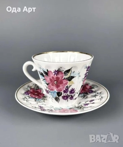 руски порцелан, сет за чай, ЛФЗ, снимка 2 - Чаши - 51936750