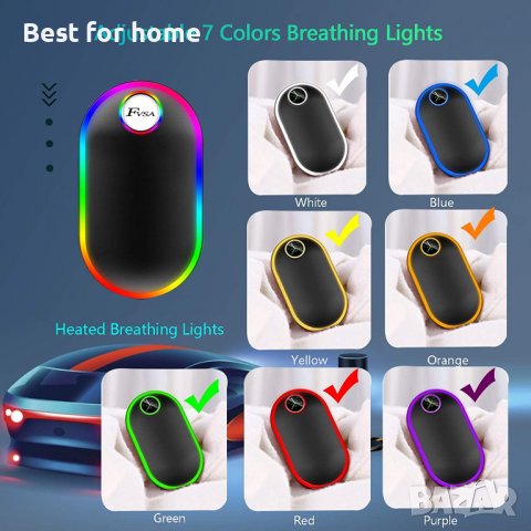 FVSA акумулаторен нагревател за ръце,7 променящи се цвята, 10000mAh, (13-18 часа), преносим USB за м, снимка 7 - Друга електроника - 40010810