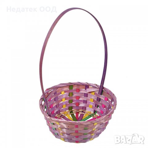 Великденска декорация, Плетена кошница, Лилава/ многоцветна, 22x38 см, снимка 1 - Декорация за дома - 40080547
