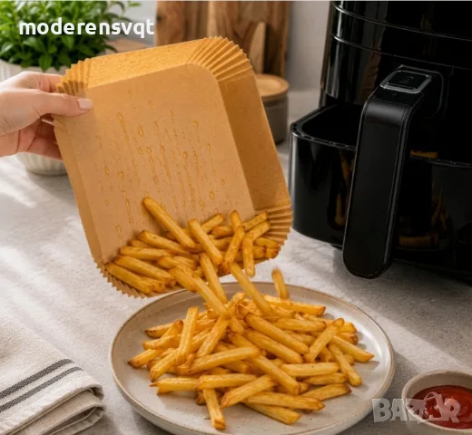 Хартия за фритюрник Air Fryer 300 бр. 20x20 см, снимка 2 - Форми - 56214347