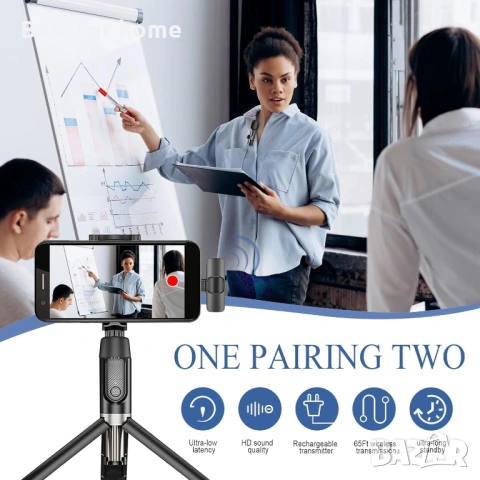 Комплект от 2 безжични микрофона Lavalier за iPhone и iPad, снимка 2 - Микрофони - 53477041