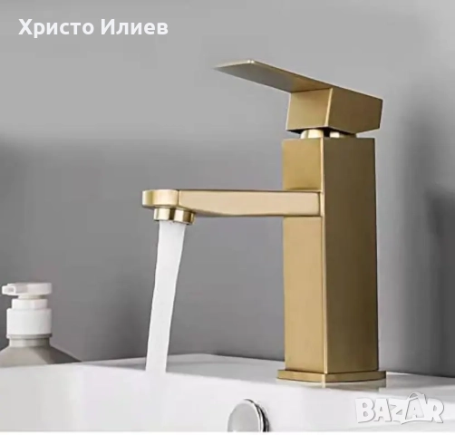 Златен Смесител за мивка Неръждаема стомана, снимка 6 - Смесители - 52017276