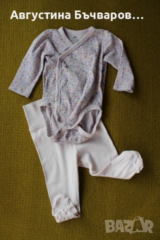 Комплект от 6 части H&M - 3бр. бодита+3 чифта ританки/размер 62, снимка 5 - Комплекти за бебе - 51340614