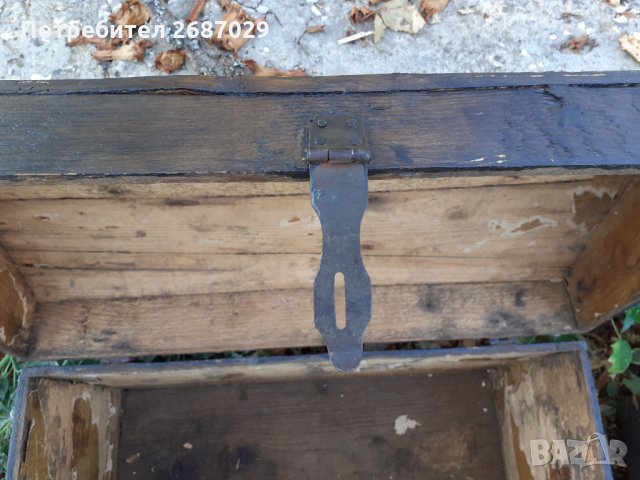 стара дървена ракла с дръжки отстрани, сандък, снимка 4 - Други - 34261033