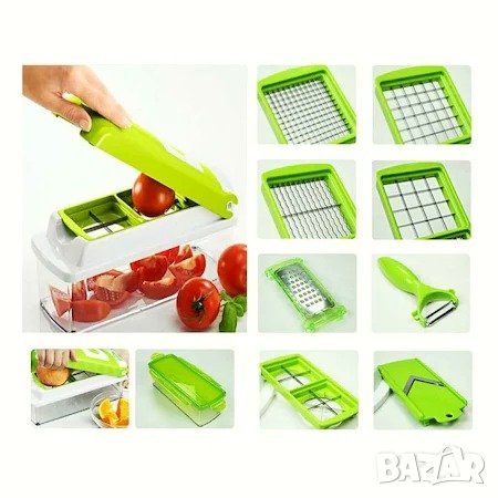 Ново Кухненско ренде 10 в 1 - Nicer Dicer Plus, комплект с приставки, снимка 2 - Прибори за хранене, готвене и сервиране - 39632951