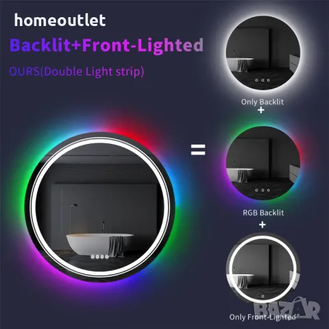 ПРОМОЦИЯ LED огледало за баня с кръгла форма LUVODI KC-JJ1818-EU, снимка 7 - Огледала - 49674827