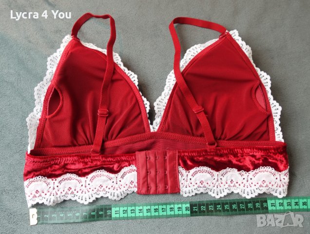 S/M червен плюшен комплект от прашка и бюстие, снимка 8 - Бельо - 40959474