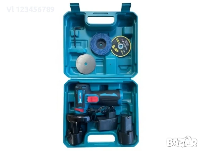 Мини акумулаторен ъглошлайф KraftMaster 24V 6AH с 2 батерии, снимка 2 - Ъглошлайфи - 53813214