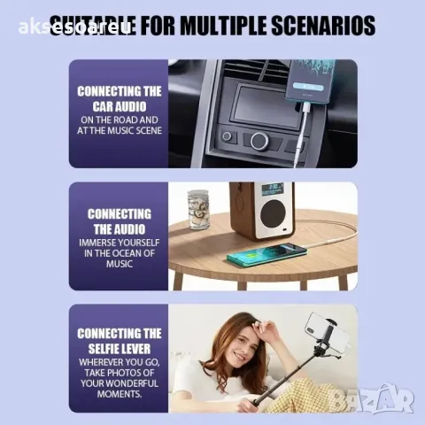 Преходник от USB Тип C към 3,5 мм AUX жак, адаптер за слушалки Usb-C към 3 5 мм жак HiFi аудио стере, снимка 16 - USB кабели - 47632580