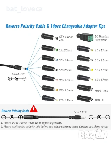 Универсално AC / DC адаптер зарядно устройство с 14 щепсела за свързване, 3V - 24V регулируеми, 3A 7, снимка 3 - Друга електроника - 53668120