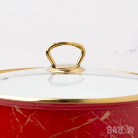 Тенджера Goldmann GM 8017-26R, 26x16см.\8.5л., Емайл, Индукция, Червена, снимка 5 - Съдове за готвене - 49412923