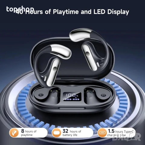 НОВИ Безжични слушалки YYK-Q28, Open Air Conduction, Ергономични, Автономия 10h, Черни, снимка 2 - Bluetooth слушалки - 50555745