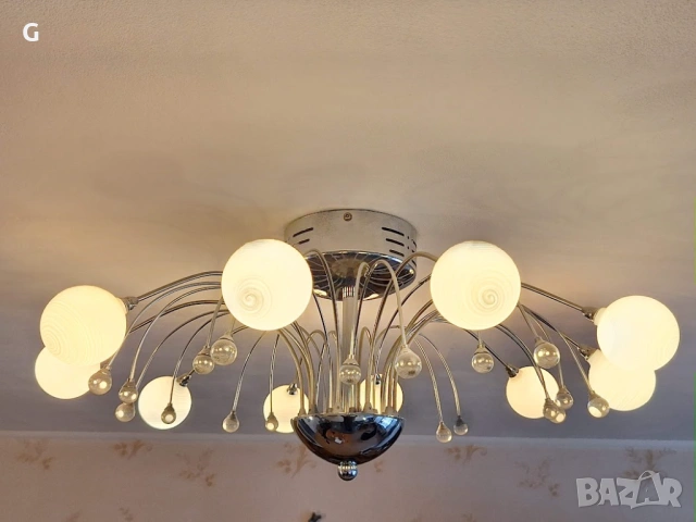 Лед полилей - Фонтан, лампион, лампа 10 крушки. Диаметър 60см., снимка 5 - Лампи за таван - 53854840