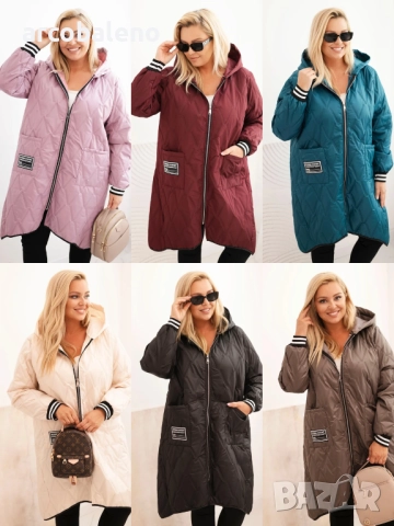 Дамско ватирано яке Plus Size с качулка и спортни маншети, 9цвята 