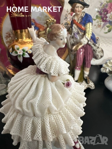 Volkstedt Фолкщед Germany  Curca 1945 (Älteste Volkstedter Porzellanmanufaktur) Dresden Lace , снимка 12 - Антикварни и старинни предмети - 52939094