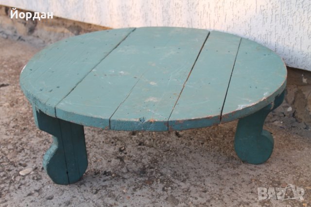 Дървена синя маса за битов кът, снимка 4 - Антикварни и старинни предмети - 44436023