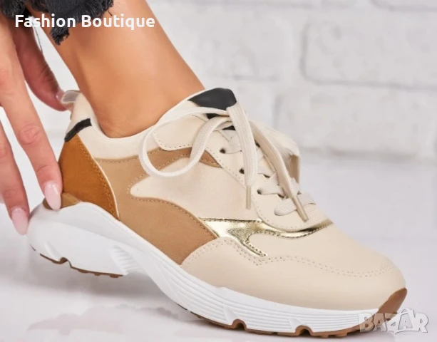 НОВО, ДАМСКИ МАРАТОНКИ В ЦВЯТ СЛОНОВА КОСТ, снимка 2 - Маратонки - 51245359