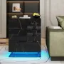 Нощни шкафчета Бял/Черен гланц/мрамор лед LED осветление, 3 чекмеджета, снимка 7
