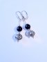 Разкошни обеци с камъни Черен диамант и фини филигранни орнаменти в цвят сребро , снимка 1