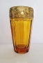 Антикварна ваза от кехлибарено стъкло със златен фриз от August Walther & Sons AG в стил Art Deco, снимка 1