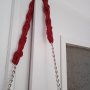 Дамска плетена червена чанта, снимка 3