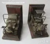 Голям стар дървен ограничител за книги, фигура, дърворезба Bookend, снимка 9