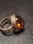 сребърен пръстен с кехлибар , снимка 2
