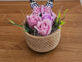 Букет сапунени рози в керамична кашпа, снимка 1 - Декорация за дома - 44571404
