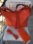 Страхотна дамска чанта и портмоне в оранжев цвят , снимка 1